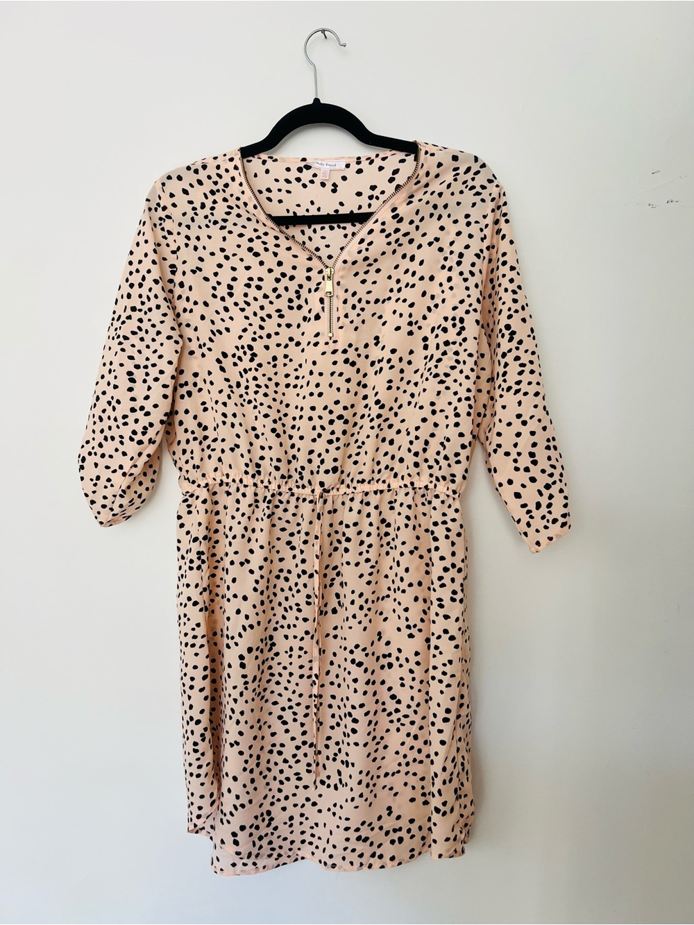 Stella Tweed Blush and Black Spot Midi Dress
